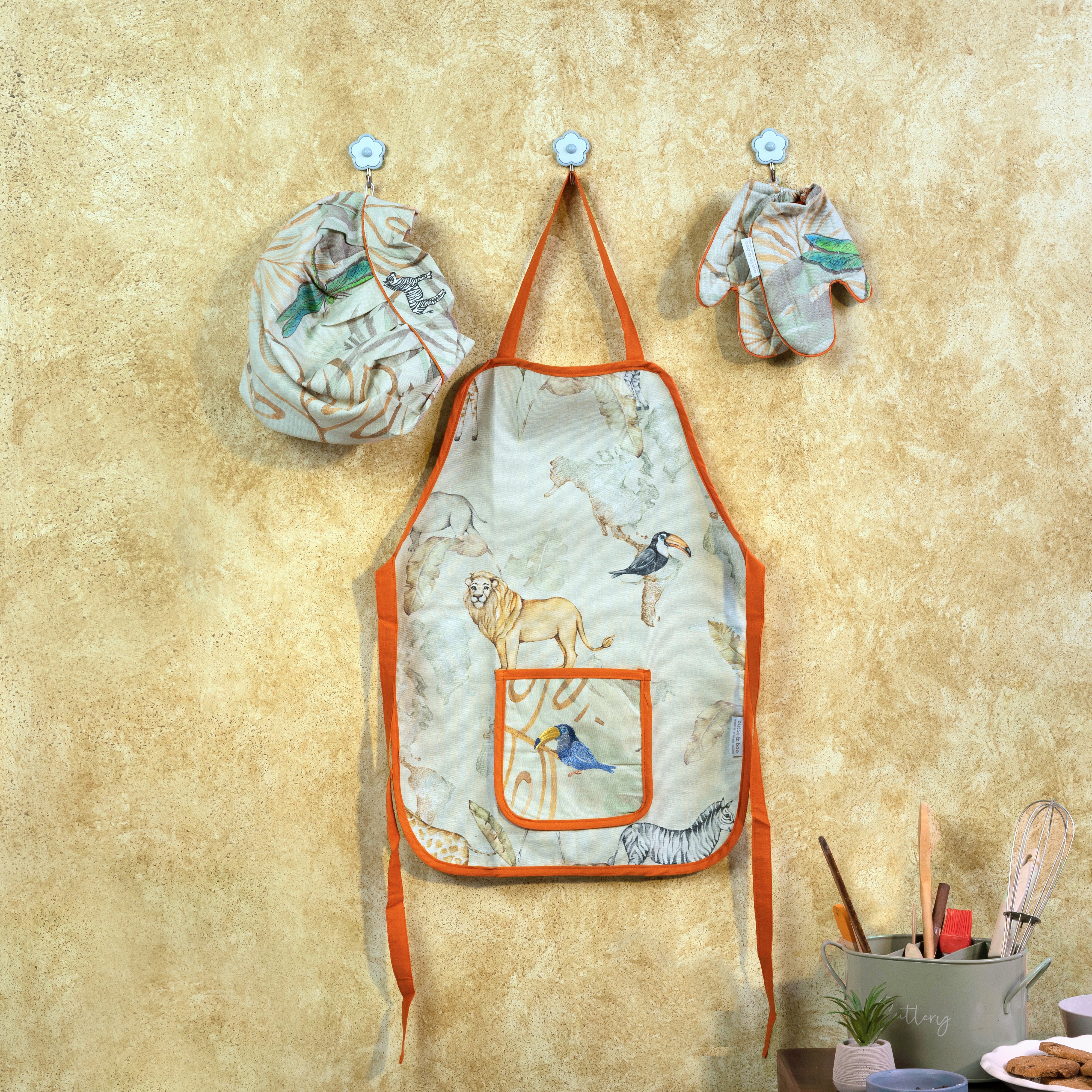 Baby It’s A Wild World Apron - Little Chef Trio Set