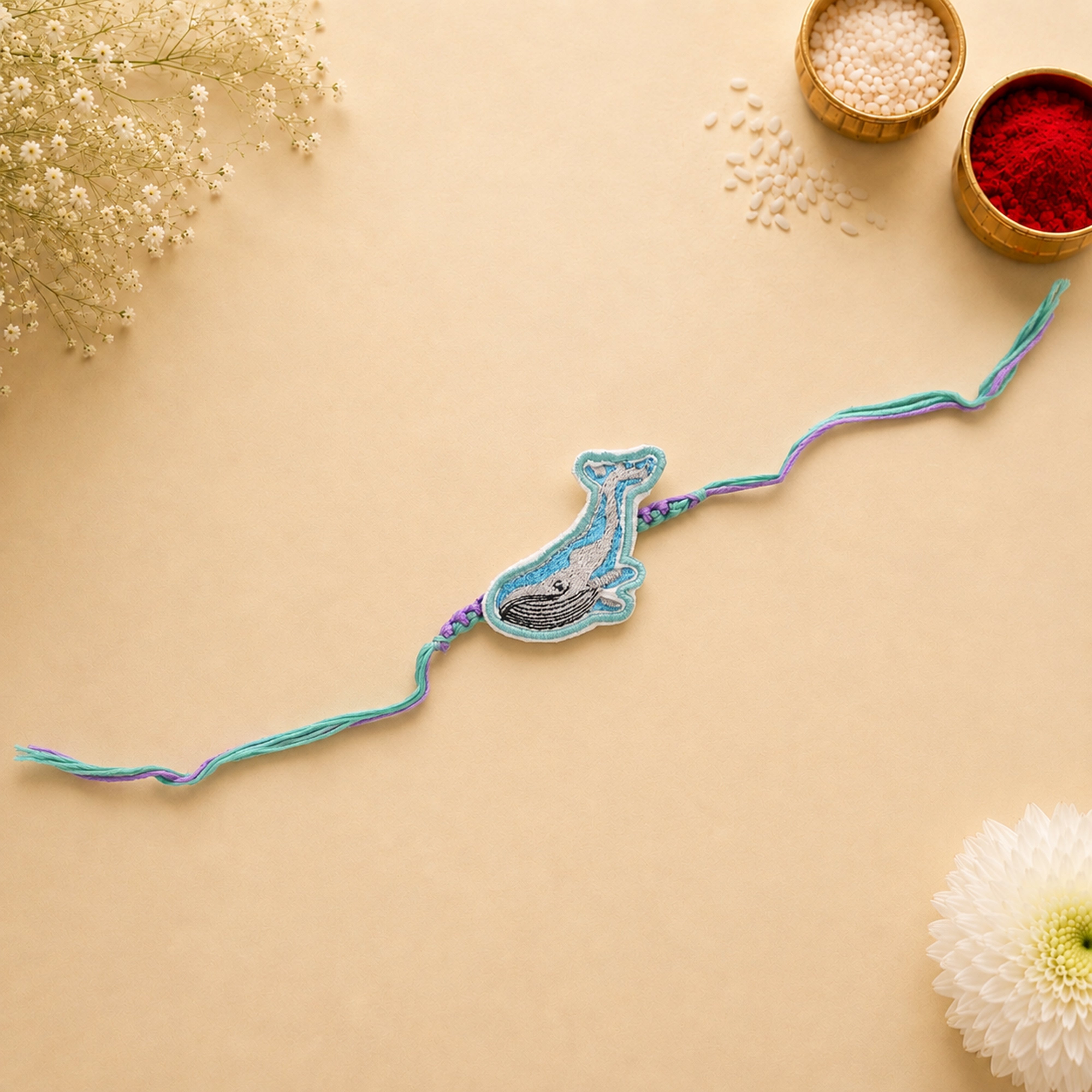 Whale Embroidered Rakhi