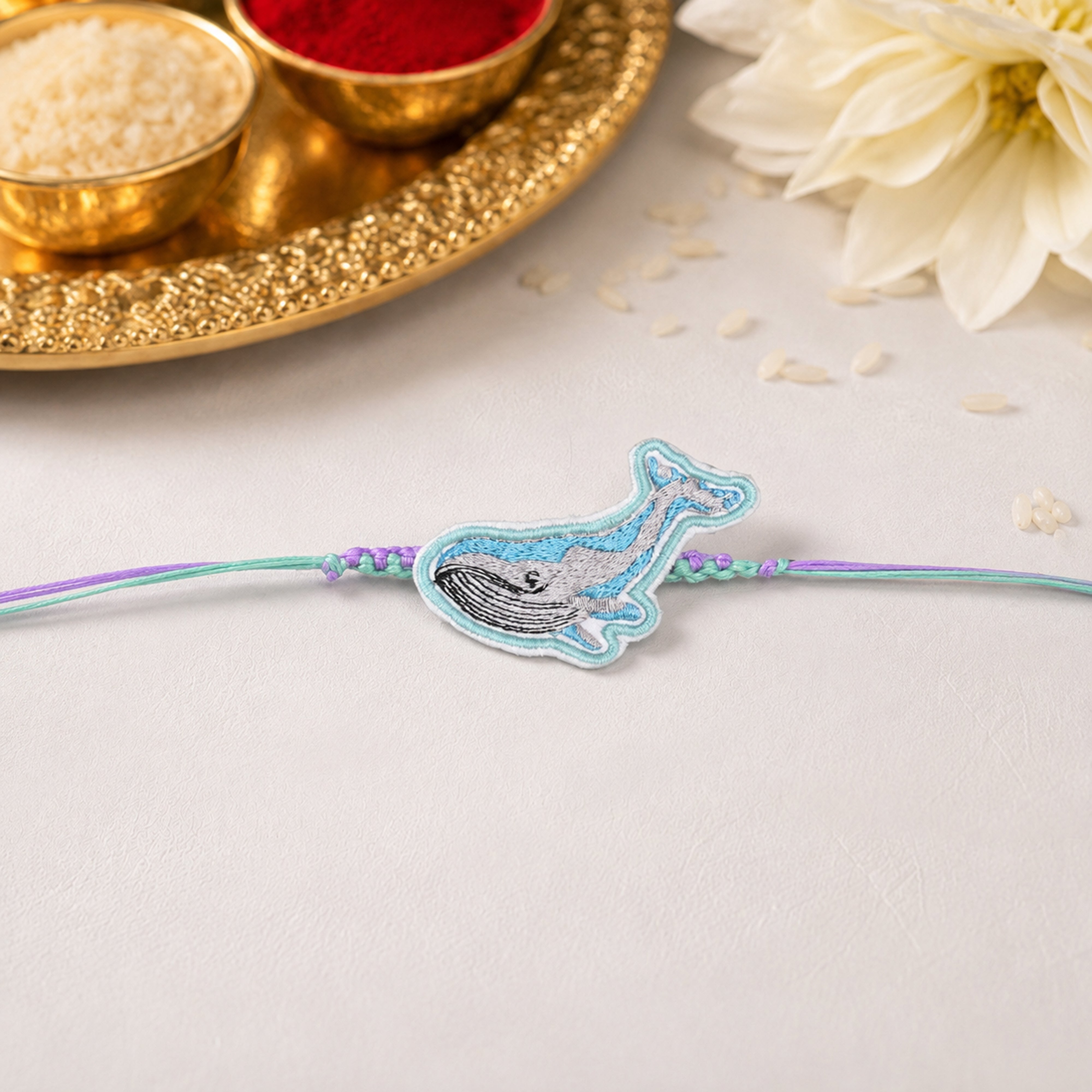 Whale Embroidered Rakhi